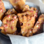 batch of microwaveable peanut brittle with raw Spanish peanuts