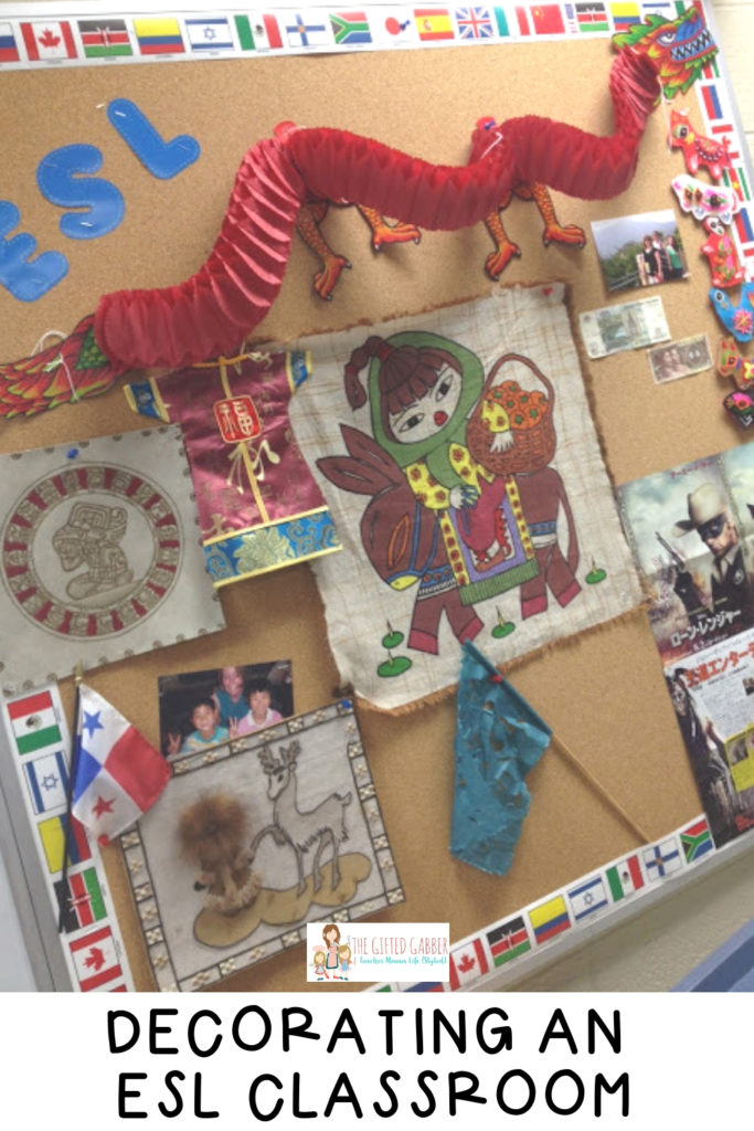 ESL Bulletin Board Idea with authentic realia from around the world