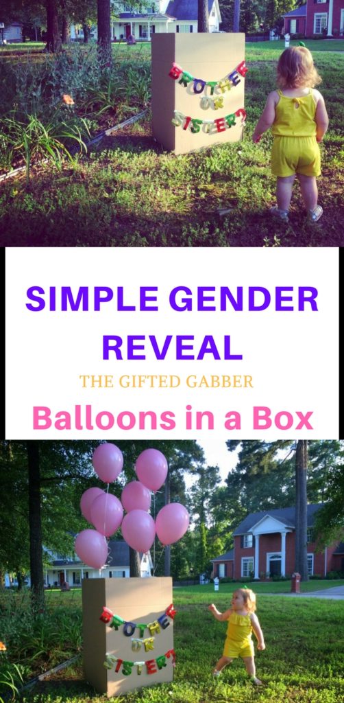 Simple Gender Reveal with Balloons in a Box - The Gifted Gabber
