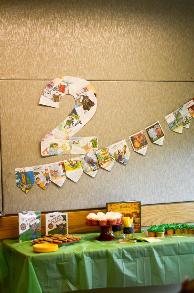 big 2 on wall and party decorations for 2 year old birthday party