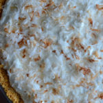 left side view of pineapple coconut pie