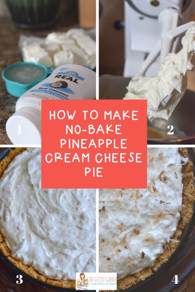 collage image on how to make no bake pineapple pie filling 
