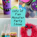 collage image of 4 little monster birthday party ideas