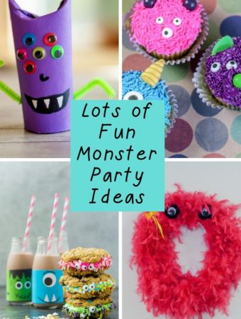 collage image of 4 little monster birthday party ideas