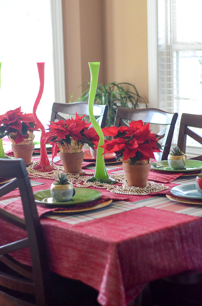 festive Christmas table on a Christmas home tour