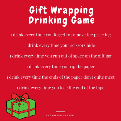 Christmas drinking game for a Christmas gift wrapping party