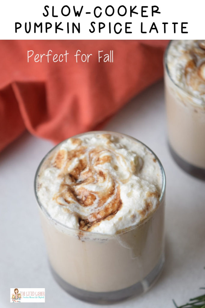 slow cooker pumpkin mocha with red napkin in back