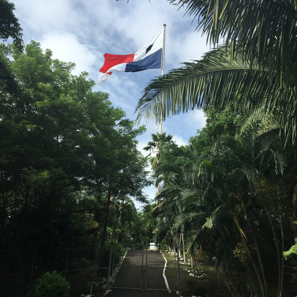 Panama flag on Cerro Ancon in Panama City Panama 