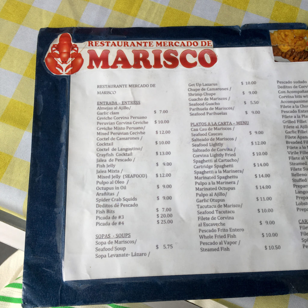 the menu of Restaurante Mercado de Marisco 