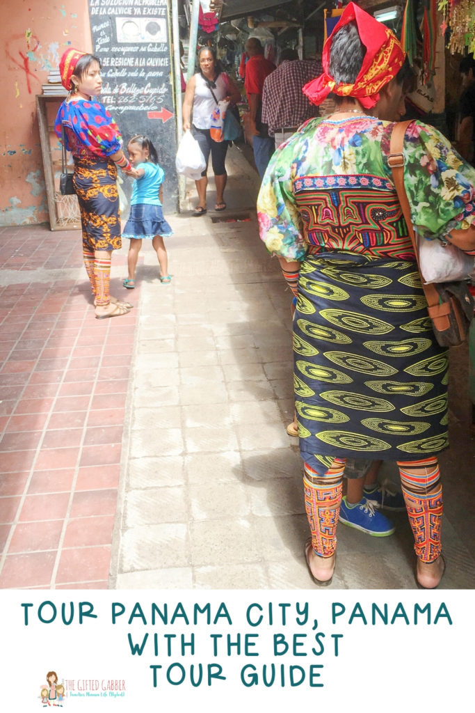 ladies from the Kuna tribe browsing in Casco Viejo in Panama City, Panama 