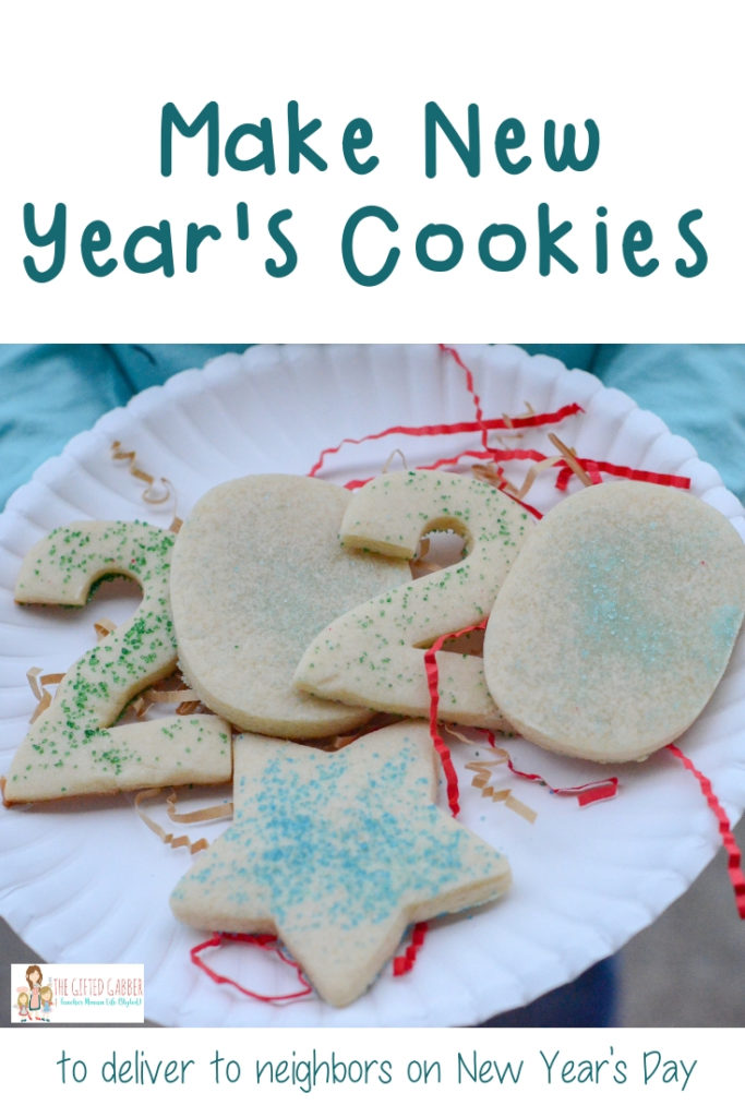 New Year's cookies 2020 on plate for a Happy New Year gift
