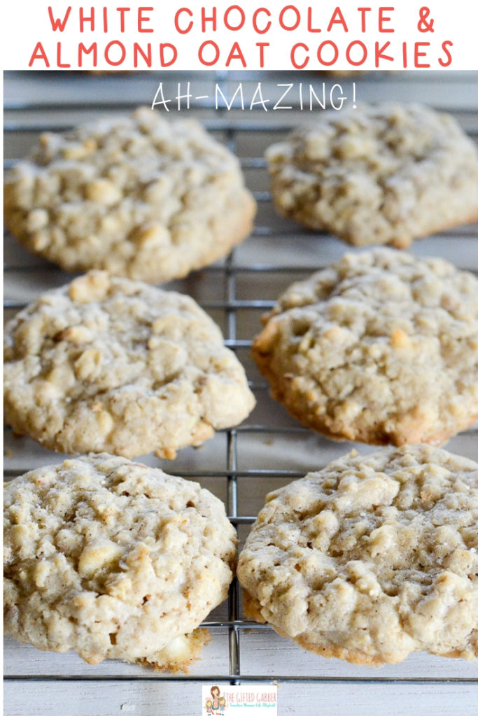 white chocolate and almond oatmeal cookies 