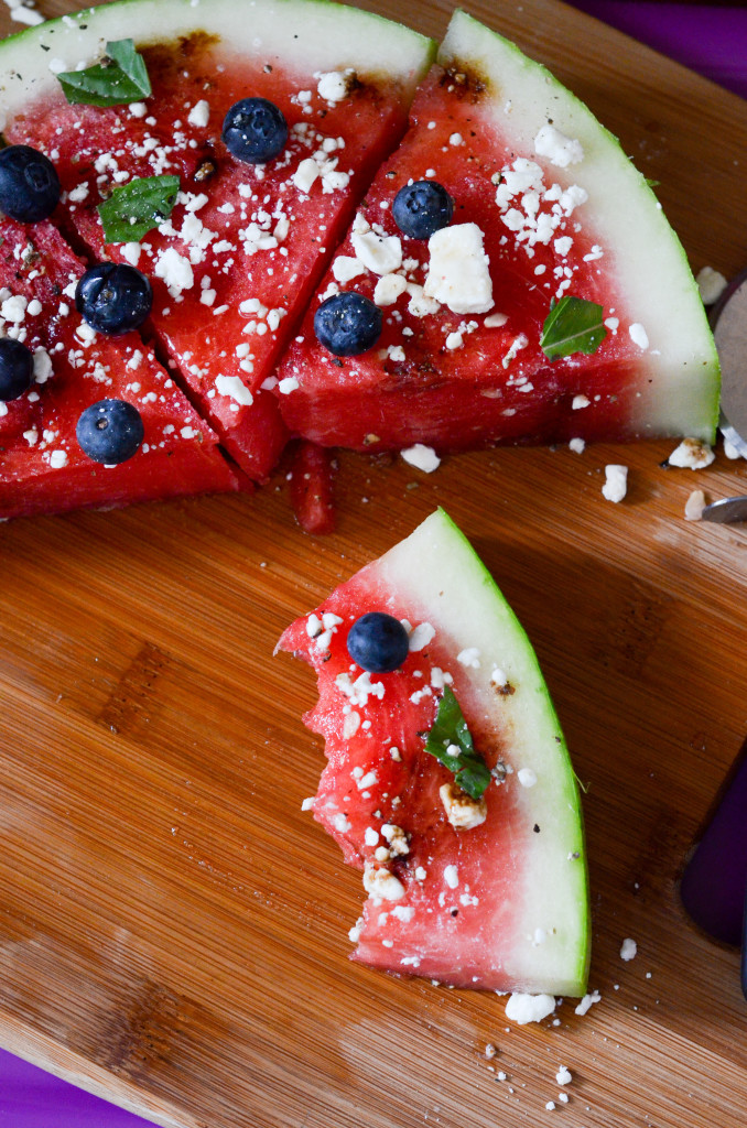 watermelon pizza with bites missing 