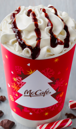 McDonald's peppermint mocha in red Christmas cup 