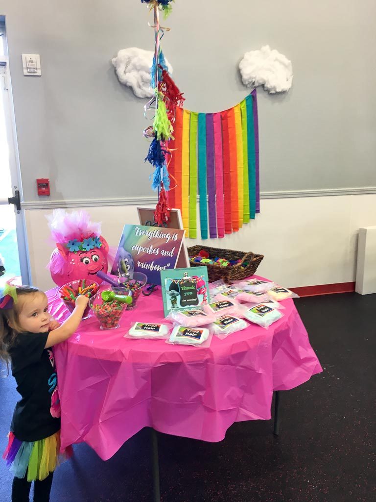 Planning a Trolls Birthday Party? Check out this post for fun ideas for the cake, cupcakes, games, food, favors, invitations, centerpieces, and activities! The Trolls birthday party featured was loads of fun for a special three-year-old and five-year-old! #birthday #party #forkids #trolls 