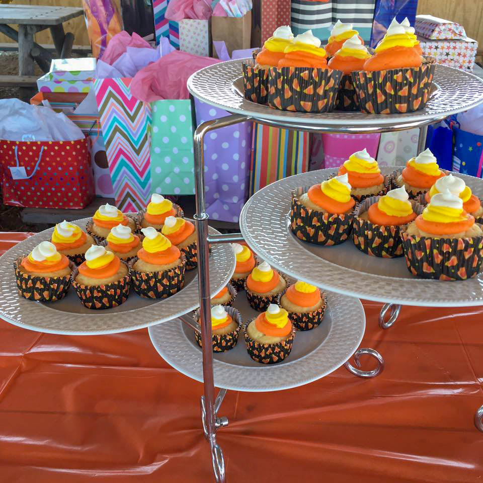 candy corn cupcakes at Mary's Place Nursery and Pumpkin Patch for a birthday party 