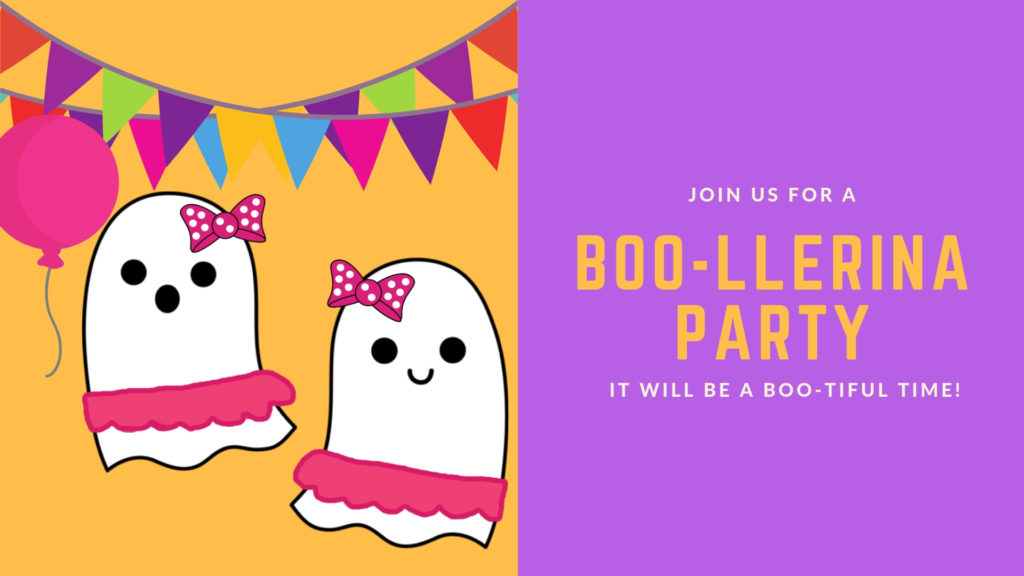 cute ghost drawings on a ghost party invitation for a girls' Halloween birthday party