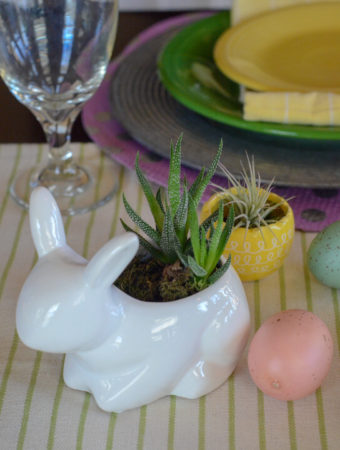 Spring Table Setting with Succulents for Easter Dinner - The Gifted Gabber