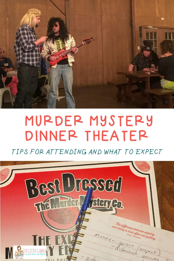 If you are interested in attending a murder mystery dinner theater, check this post for ideas on what to expect for outfits/costumes, themes, scripts, and the menu/food. A murder mystery dinner theater is a hilarious event you will not want to miss! Comedy for days at this dinner party! #murdermystery #party 