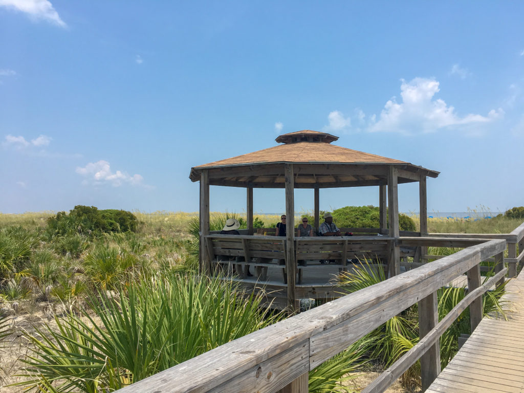 a pavilion on North Beach on Tybee Island during a Savannah itinerary trip