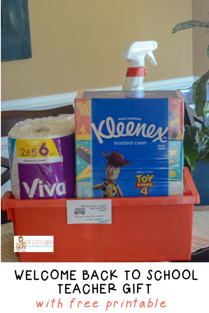 gift basket of cleaning supplies for teachers