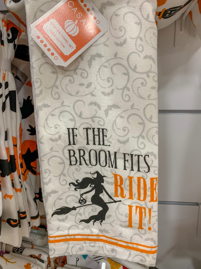 holiday dish towel with witch