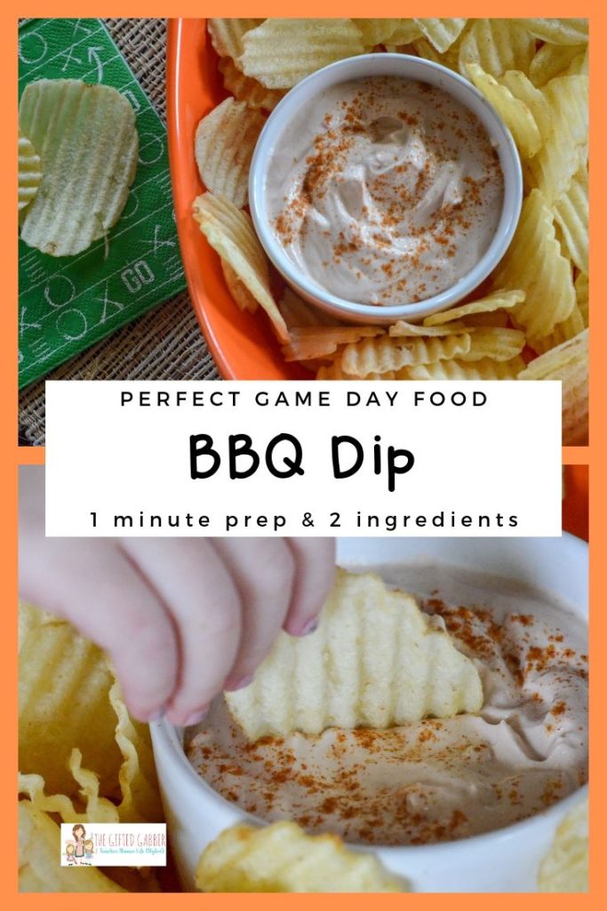 collage image of barbecue dip with Lays potato chips
