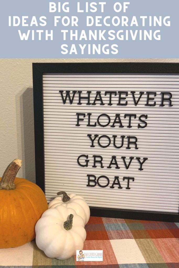 Thanksgiving quote on letter board with pumpkins 7