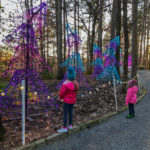 two children looking at Garvan Gardens Christmas lights in Hot Springs
