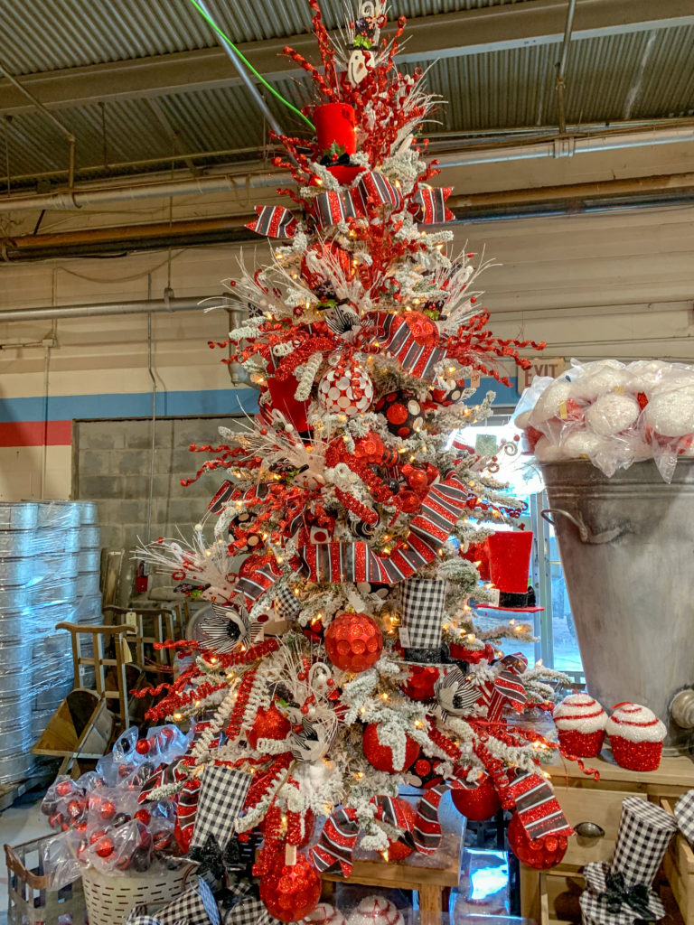 red white and black decorative trees for Christmas