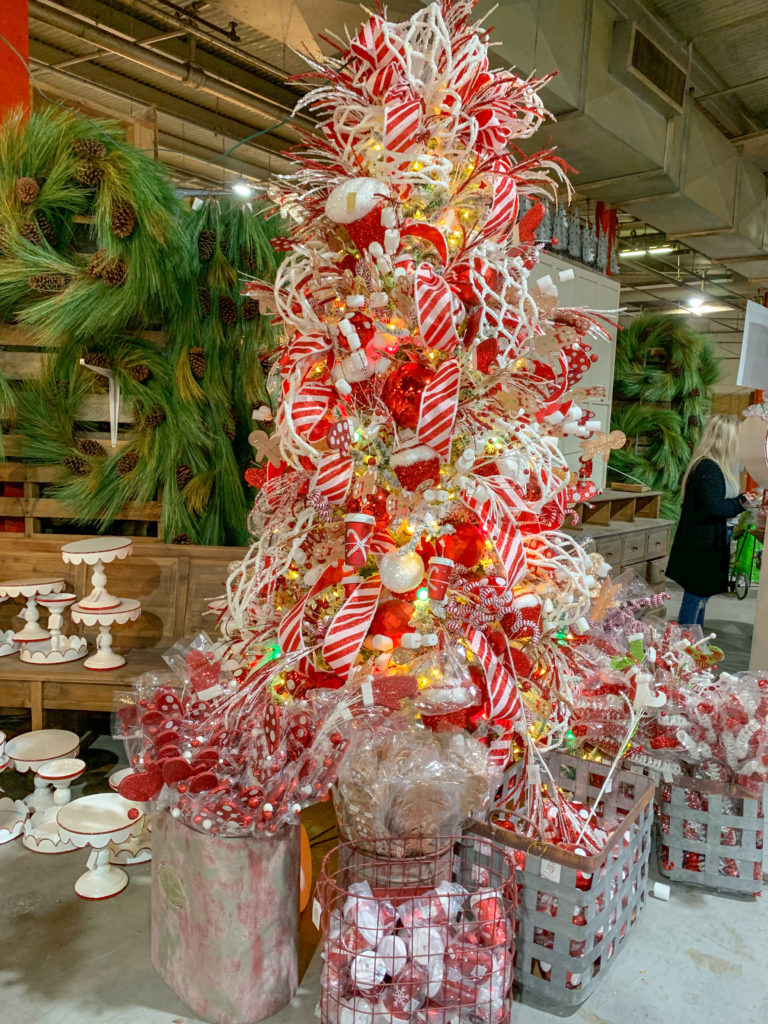 red and white decorative trees for Christmas