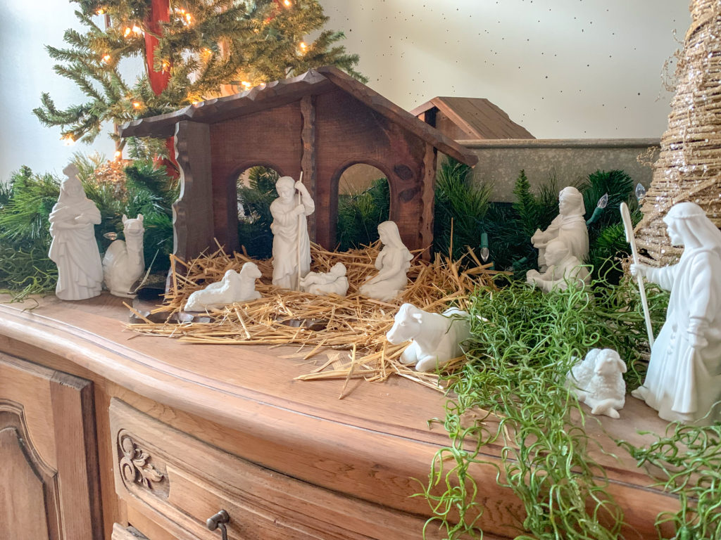 nativity scene on foyer table