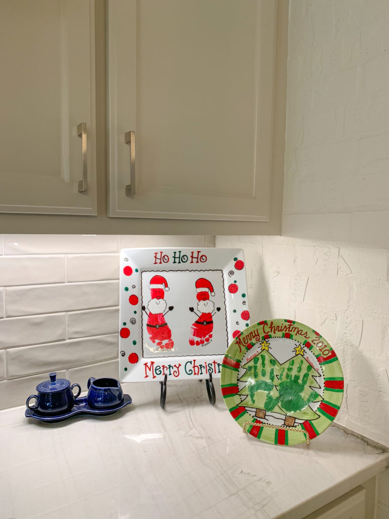 Christmas decorations in the corner of a farmhouse kitchen 