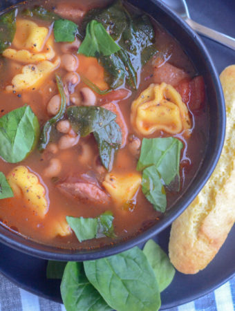 black eyed peas soup with side of cornbread