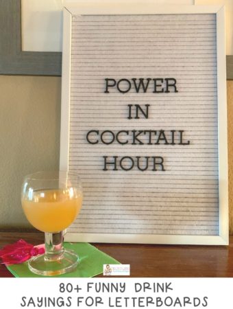 drinking letterboard sign for beer that says "power in cocktail hour"