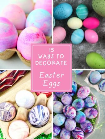collage image featuring differents ways to dye Easter eggs