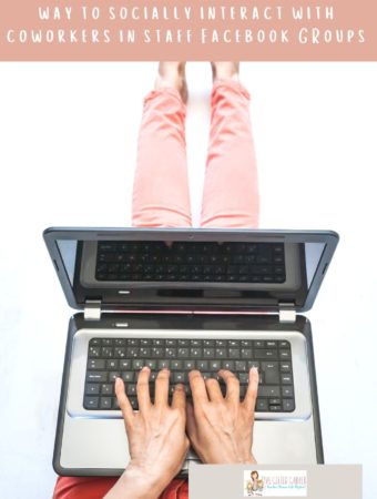 woman in coral pants sits on floor with laptop on lap and text overlay