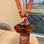 Rudolph Christmas drink gift on office table