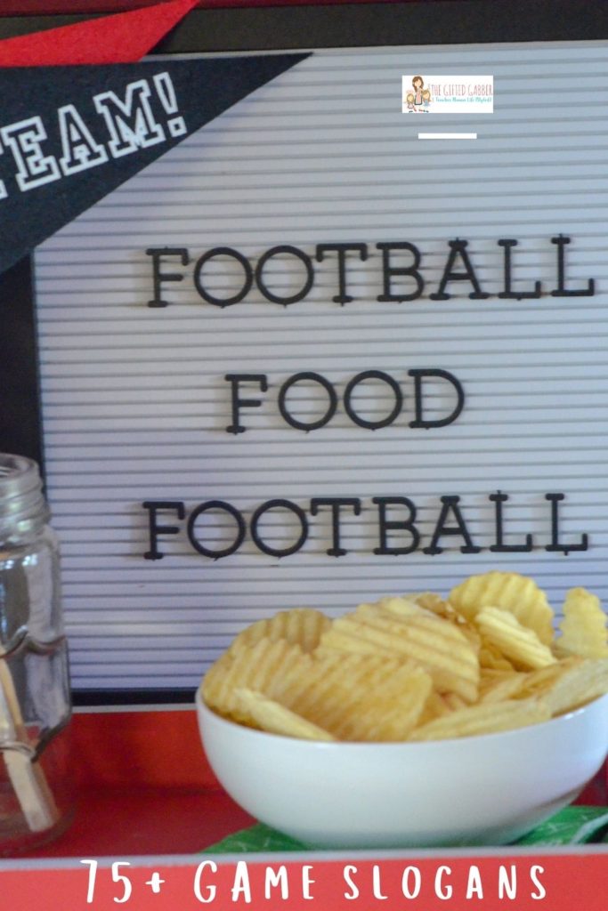 sports sayings for letter boards with a white bowl of potato chips in front
