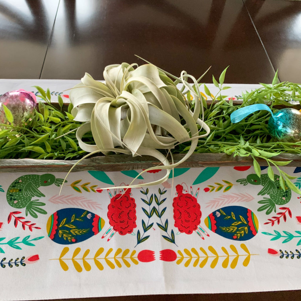Boho Easter decor on dining table 