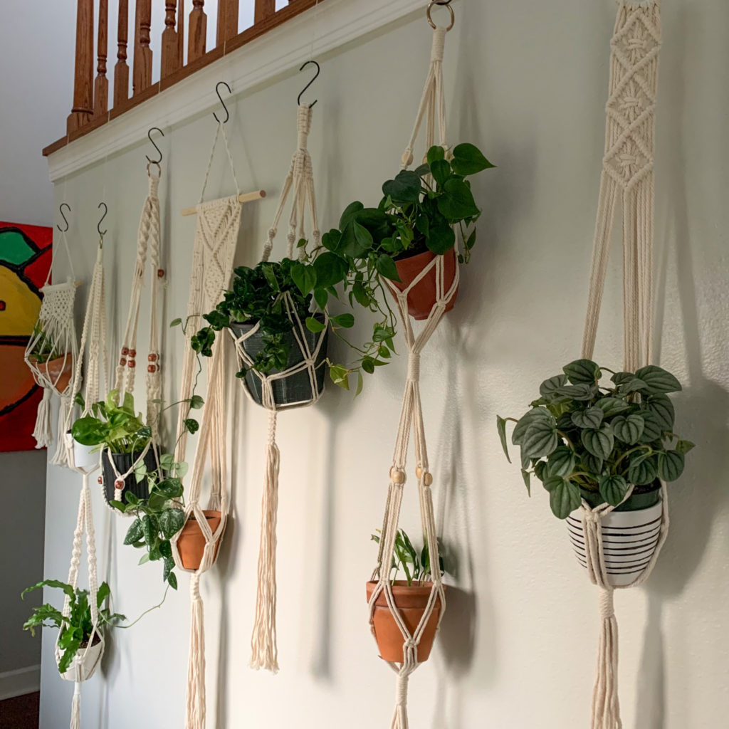 seven macrame plant hangers of varying styles holds plants for ideas on how to hang plants without drilling holes
