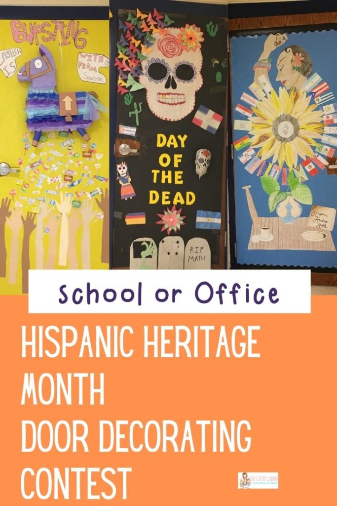 collage image of Hispanic Heritage Month door contest ideas with text overlay 