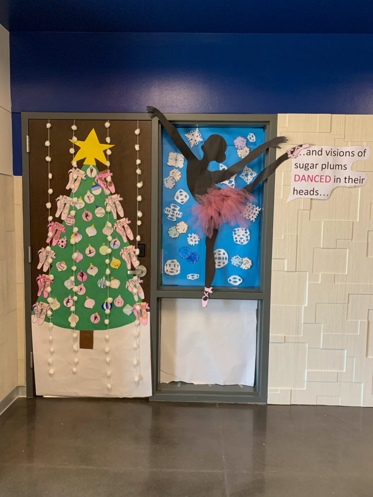 a Sugar Plum Christmas door for a classroom Christmas door decorating contest