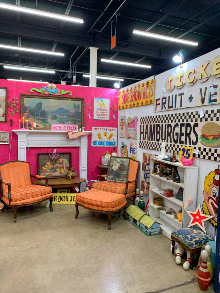 a retro display booth at a vintage show in Arkansas