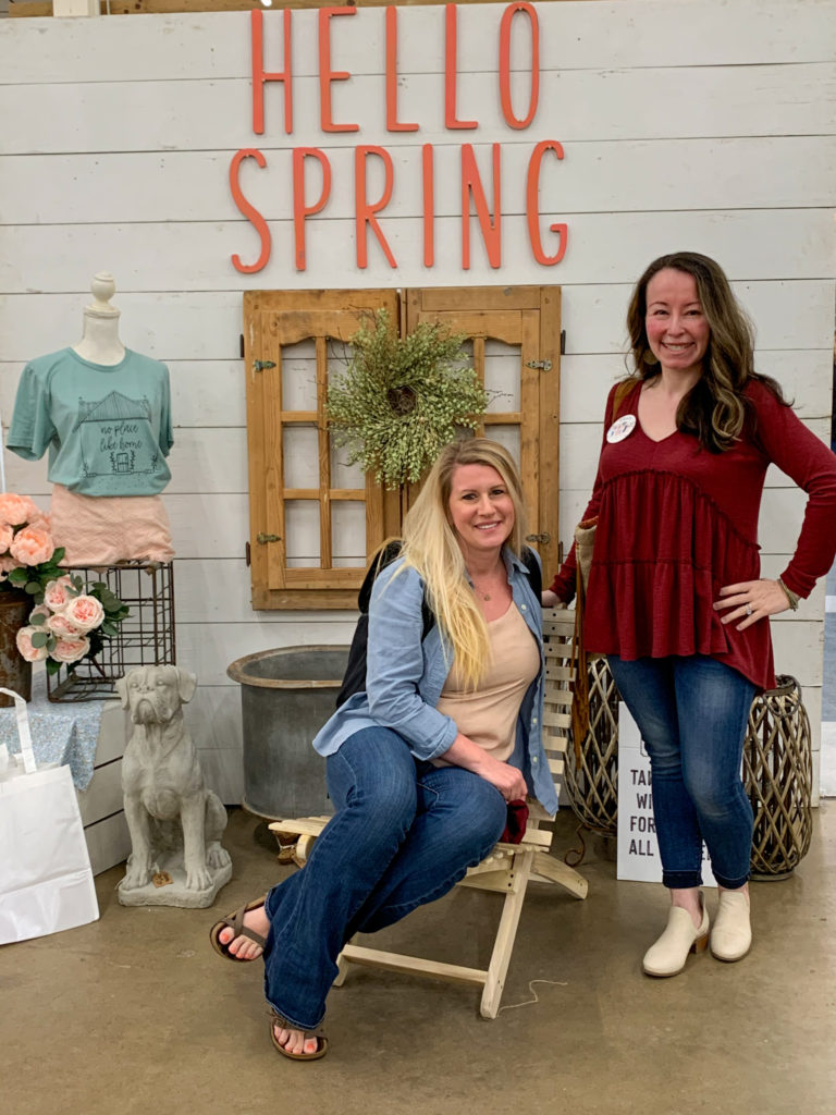 Arkansas lifestyle blogger, Amy, and local business owner, Jessica, post at Vintage Market Days Little Rock spring event