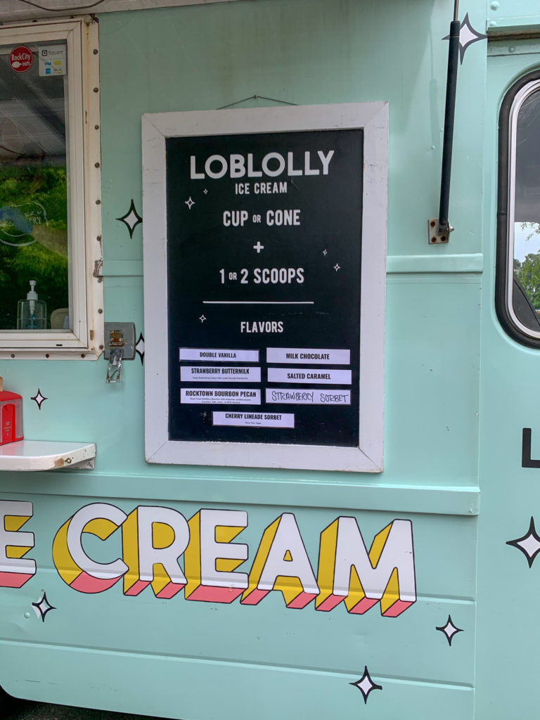 Loblolly Creamery flavors sign