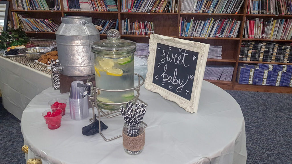 work spring baby shower theme drink table