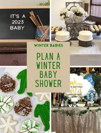 baby shower themes for winter collage image with a text overlay