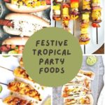 tropical foods collage for a tropical potluck party