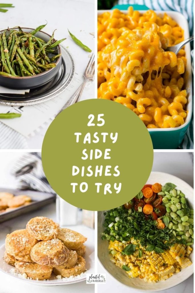 side dishes for sloppy Joes in collage image with a green text circle 